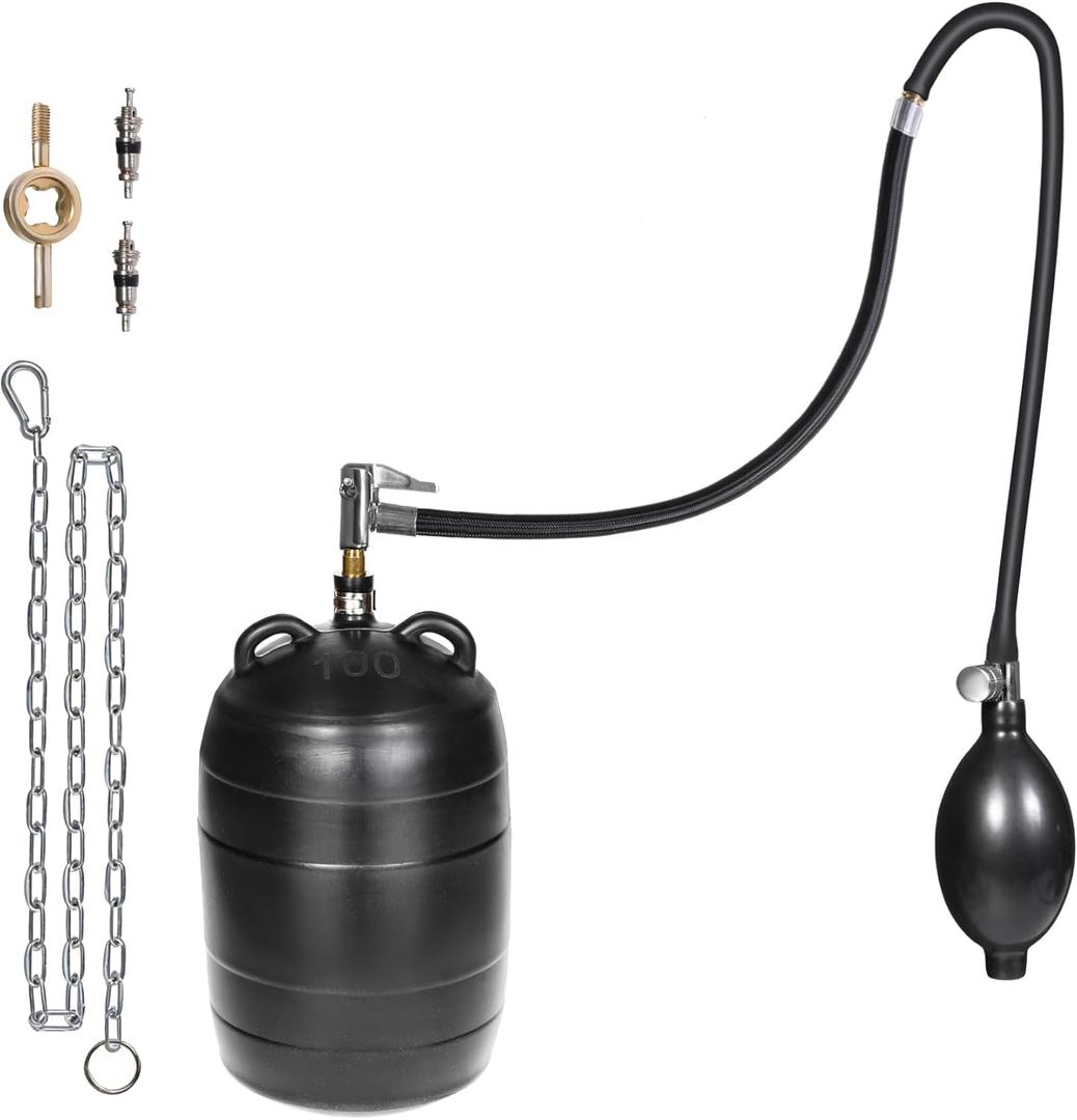 4 Inch Inflatable Pipe Plug Balloon Kit with Extension Hose, Safety Chain & Pump, Rubber Sewer Test Ball for Drain Blocking, Plumbing Pressure Testing/Leak Detection(Fits 3.8"-4.2" Pipes)