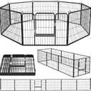 OFIKA Heavy Duty Metal Dog Playpen for Medium/Small Animals, 8 Panels 24Height x 27" Width, Dog Fence Exercise Pen with Doors, Pet Puppy Outdoor Playpen Pen for Outdoor, Indoor, RV, Camping, Yard