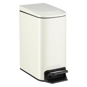 TIPGO Slim Bathroom Trash Can with Lid Soft Close, 6 Liter / 1.6 Gallon Stainless Steel Garbage with Removable Inner Bucket, Small Trash Bins for Bedroom, Office (Cream) (Cream)