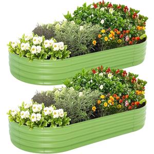 Galvanized Raised Garden Bed, 6x3x1 FT Thickening Planter Boxes Outdoor, Raised Beds for Gardening, Easy Assembly Large Garden Bed for Vegetables, Fruits, Flowers (Green, 2-Pack)