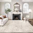 Art&Tuft Washable Rugs 8x10, Area Rugs for Living Room - Non Slip and Low Pile Soft Thin Abstract 8x10 Rug for Bedroom, Dining Room, Kitchen, Office, Beige