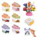 Voplintra 24 Pack Prefilled Valentine's Flower Bouquets Building Blocks - Ideal for Kids Classroom Exchange, Party Favors, and School Gifts, Valentine Party Favor, Valentine's Greeting Cards.