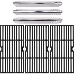 Hiorucet Grill Grate Parts for Charbroil Advantage 3 Burner 463343015, 463335115, 463370015, Cast Iron Cooking Grid Grates, Heat Shield Plate Tents for Char-Broil Advantage Grill Replacement Parts.