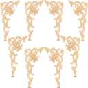 Yulejo 8 Pieces Wood Appliques Onlays Decorative Wooden Applique DIY Wood Appliques and Onlays for Furniture Unpainted Carved Corner Applique for Cabinet Door Bed Wardrobe Furniture Decoration
