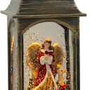 DRomance Angel Music Snow Globe Lantern with Timer Battery Operated & USB Powered Lighted Singing Snow Globe Lamp Spinning Water Swirling Glitters Christmas Holiday Decor 3.7 x 3.7 x 11.4 Inches