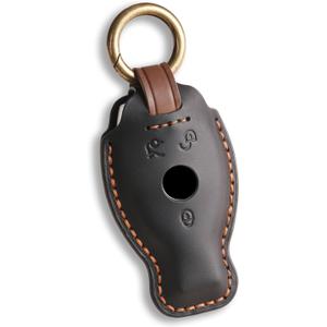 for Mercedes Key fob Cover. Compatible with Mercedes Benz C E R S M, GLA, GLE, GLS, GLK CLA, CLK, AMG 3 Button Smart Leather Car Key Protector Case Shell Chain Accessories/ Black