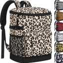Cooler Backpack 33 Cans Backpack Coolers Insulated Leak Proof Soft Beach Cooler Bag for Men Women Ice Chest Backpack Camping Hiking Picnic Travel Cooler Lunch Backpack (21L-40 Cans, Leopard Print)