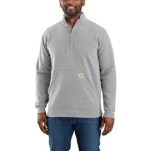 Carhartt Men's 105294 Loose Fit Midweight Quarter Zip Mock Neck Sweatshirt (X-Large, Heather Grey)