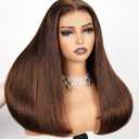 Arabella 5x6 Ready to Go Glueless Wigs Human Hair 280% Density Lace Front Wigs Human Hair 4# Brown Straight Wig Human hair 12A Pre Cut Lace Pre Plucked Bleached Knots (18inch, 5X6 Straight Wig)