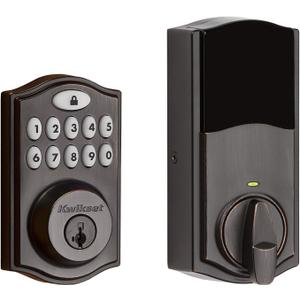 Kwikset 914 Traditional Keypad SmartCode Electronic Deadbolt Smart Lock featuring SmartKey Security and ZigBee 3.0 Technology in Venetian Bronze