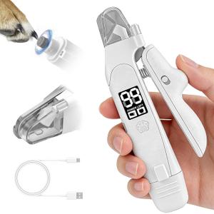 3 in 1 Pet Nail Clipper & Grinder with LED Lights, Ultra Quiet Electric Nail File, USB Rechargeable, 2 Speed Modes & Safety Guard for Small, Medium, Large Dogs and Cats
