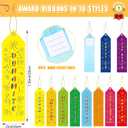 Geyee 100 Pieces Field Day Award Ribbons and Medals Bulk Winner Plastic Award Medals Motivational Medal with Neck Ribbon Assortment for Competition Sports Contest Graduation Favors (Award)