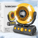 Uniqwamo Battery Powered Fan, Rechargeable Fan Portable, 180° Pivot Battery Operated Fan with Light, Timer, 360° Rotation Hanging Hook, 100 Speeds Camping Fans for Tents, Fishing, RV, Jobsite, Picnic