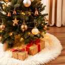 COOLWUFAN 60 Inches Faux Fur Christmas Tree Skirt for Xmas Tree Holiday Party Decorations White Plush (White)