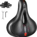 Comfort Bike Saddle Seat with Dual Shock Absorbing Ball,Thickened Memory Foam,Waterproof Universal Replacement Wide Bicycle Saddle Seat for Bike/Road MTB Exercise Indoor Cycling