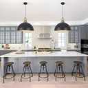 Matte Black Dome Pendant Light 19.68" Large Farmhouse Chandelier Adjustable Metal Hanging Lighting Fixture for Kitchen Island Bedroom Dining Room and Restaurant
