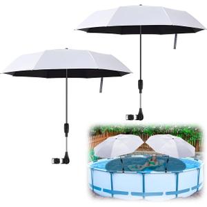 2 Pack Pool Shade Umbrella, 40" Adjustable Above Ground Pool Sunshade Canopy with Carry Bag,Patio Umbrella Use for Garden/PoolDeck/Backyard/Beach Chairs/Camp Trolley/Strollers/Golf Carts