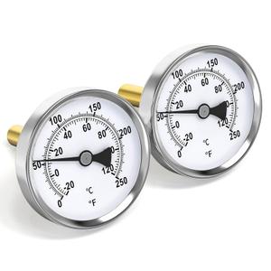 MEANLIN MEASURE 1/2" NPT Bimetal Thermometer for hot Water, boilers, and Pipes2-1/2" Dial, 2-1/4" Lead-Free Brass StemTemperature Range 0-250F/-20-120C,Center Back Mount (Pack of 2