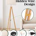 ELYONA Nordic Wood Tripod Floor Lamp, Modern Reading Standing Lamp for Living Room 3 Color Temperatures LED Bulb Included Flaxen Lamp Shade, Boho Natural Wooden floor lamp for Bedroom Office Kids Room