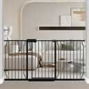 Fairy Baby Extra Wide Baby Gate Black 62-67 Inch Wide, Walk Through Pressure Mounted No Drill, Long and Large Tension Gate for Pet and Kids