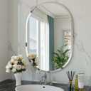 Frameless Oval Mirror, 18"x26" Beveled Oval Vanity Mirrors for Bathroom, Wall Mounted Mirror for Bedroom, Entryway, Living Room, Hangs Horizontally or Vertically