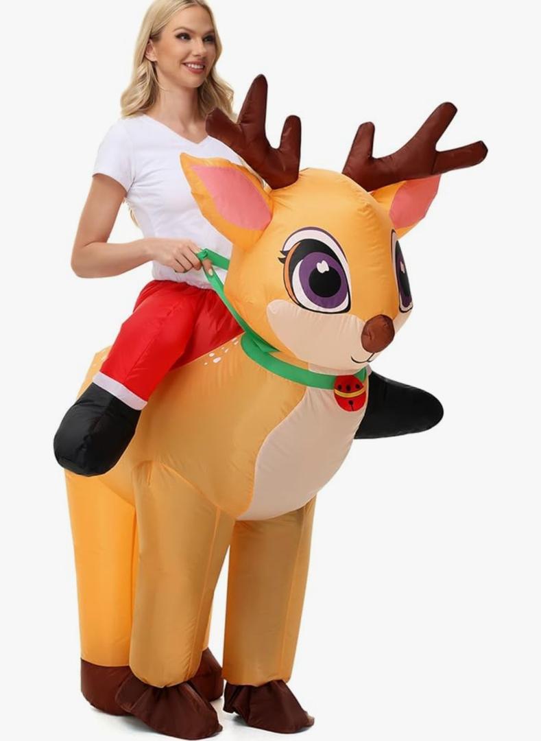 Inflatable Reindeer Costume for Adults - Blow Up Elk Deer Halloween & Christmas Costume for Women & Men Cosplay