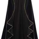 Colorful House Medieval Cloak for Women Rolled Up Cape Halloween Cosplay Costumes (43", Curled Edge Black)