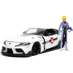 Jada Robotech 1:24 2020 Toyota Supra Die-cast Car & 2.75" Roy Focker Figure, Toys for Kids and Adults