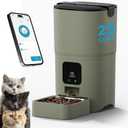 PAPIFEED Automatic Cat Feeder Upgrade, Smart Cat Feeder 6L - APP/Alexa Control, Dual Power Supply, Anti-chewing Cord, Stainless Steel Bowl, Anti-chewing Design for Cats and Small/Medium Dogs (Greener)