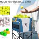 EVER ADVANCED 150 Tennis Capacity Ball Hopper Rolling Ball Cart with Side Pockets, 16.2 x 16.2in Folding Pickleball Basket with Wheels, Sports Equipment Organizer for Baseball Training/Practice, Blue