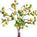 Forlaoers Realistic 4Pcs 21.6 Inch Green Faux Berries Artificial Flowers Artificial Fruits Fake Berry for Christmas House Decor Dining Vase Fillers Table Centerpieces Decoration Indoor