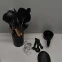 Umite Chef Kitchen Cooking Utensils Set, 33 pcs Non-Stick Silicone Cooking Kitchen Spatula Set with Holder, Wooden Handle Silicone Kitchen Gadgets Utensil Set (Black)