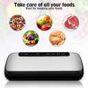 NutriChef Stainless Steel Vacuum Sealer For Food - High-Power Machine with Adjustable Suction, Dry & Moist Modes, LED Lights, Bags, Wine Stopper & Hose, Easy Plug-in Design, Lab-Tested Food Storage, Silver