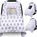 Bnditeu Car Seat Cover Baby, Carseat Covers Baby with 2 Layers Breathable Windows, Windproof Infant Car Seat Cover, Kick-Proof Baby Carrier Cover for Baby Boy Newborn Essentials