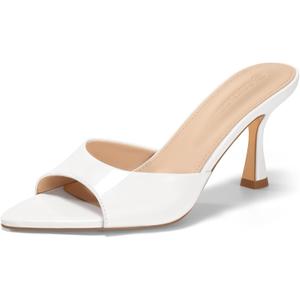 Coutgo Womens Heeled Mules Pointed Peep Toe High Heels Slip On Backless Mule Sandals Dress Shoes Size 7