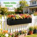 2 Pack Metal Railing Planter Box, 30 Inch Balcony Planters with Adjustable Brackets, Large Hanging Planters for Outdoor Fence Deck