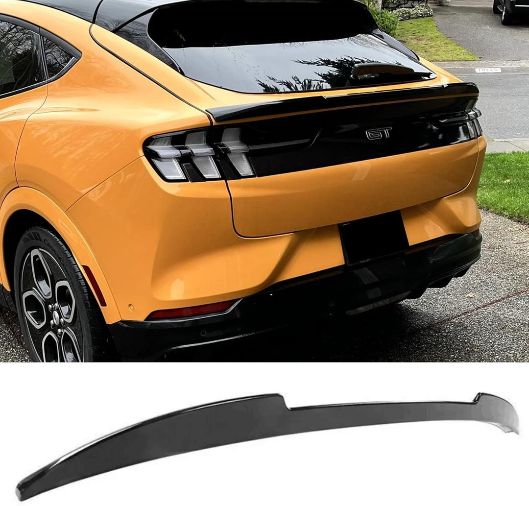 Rear Trunk Spoiler Wing Compatible with Ford Mustang Mach E GT 2021 2022 2023 2024 Gloss Black V Style Decklid Middle Spoiler Exterior Accessories