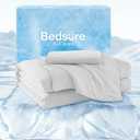 Bedsure Cooling Comforter Queen Size, Cooling Blankets for Hot Sleepers, Q-Max>0.42, Breathable Cooling Blanket for Night Sweats, All-Season Lightweight Comforter (90"x90", Grey)