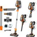 23Ft Corded Vacuum Cleaner, 600W Powerful Self-Standing Stick Vacuum for Home with 20Kpa Suction, 2 Speeds Lightweight Household Vacuum Cleaner for Carpet,Hardwood Floors and Pet Hair