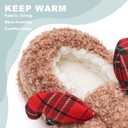 ASHION Women's Cute Fuzzy Reindeer House Slippers Stuffed Animal Bedroom Slippers Cozy Christmas Indoor Shoes (7-7.5)