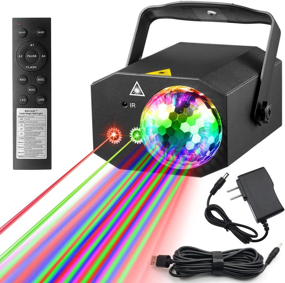 Party Lights Dj Disco Ball Light with Pattern Projection and Sound Activated, Buclhoz RGB Colored Strobe Stage Lighting for Parties Indoor Dance Birthday Rave Bar Karaoke Christmas Wedding Show Club