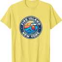 Fire Island New York NY Vintage Nautical Waves Design T-Shirt S