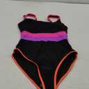 popvil Women's One Piece Swimsuits 2025 Tummy Control -Slimming Bathing Suit Neon 1 Piece Beach Outfit Sexy Sport Swim Suits (Medium, Black Purple)