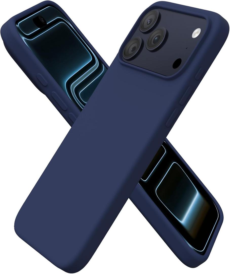 ORNARTO Compatible with iPhone 17 Pro Max Case 6.9", Slim Liquid Silicone 3 Layers Soft Gel Rubber Shockproof Protective Cover with Anti-Scratch Microfiber Lining-Navy Blue