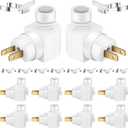 Reginary 8 Sets Night Light Bases, 360 Plug in Rotating Night Light Modules with On/Off Switch and Metal Clips Plastic Swivel Wall Lamp Plug for Making Your Own Bubble Lights Crafts (White)