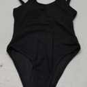 Limeeke Women One Piece Swimsuit Solid Ribbed Monokini Swimwear Scoop Neck Low Back Bathing Suit (X-Small, Black)