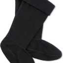 Syhood Women's Fleece Socks - Warm Thermal Boot Liners for Rain Boots, Hiking & Winter (Black)