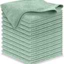 USANOOKS Microfiber Cleaning Cloth - Sea Green - 12Pcs (12.5x12.5 inch) High Performance - 1200 Washes, Ultra Absorbent Car Towel Traps Grime & Liquid for Streak-Free Mirror Shine - car Washing Cloth