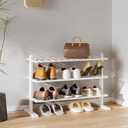 Varhomax White Shoe Rack, Bamboo Shoe Rack Organizer for Closet and Entryway, Thick Wooden Free Standing Shoe Shelf for Small Spaces, Sturdy & Versatile for Bedroom, Bathroom, Garage (3-Tier)