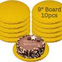 PLESIU 9" Round Gold Scalloped Cake Board 10pcs